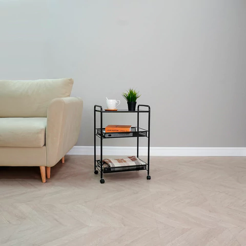 Этажерка офисно-бытовая "Ладья-33КС", 650х450х300 мм, 2 яруса + столик, металл, черная, Э 356 Ч 700932 - МСК «Форвард»