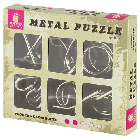 Головоломки металлические ЗОЛОТАЯ СКАЗКА (уровень сложности "НОВИЧОК"), набор 6 штук, 662087 - МСК «Форвард»