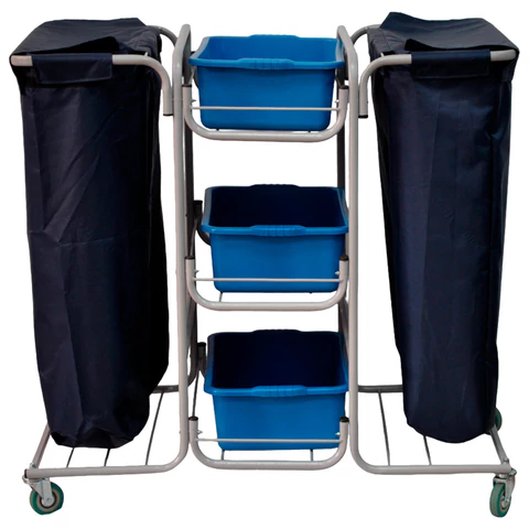 Тележка уборочная Eco-Force МНОГОФУНКЦИОНАЛЬНАЯ (отель, кафе, столовые, офис), 3 поддона, 2 держателя и основания для мешка, 2 мешка, 26EF/4 609752 - МСК «Форвард»