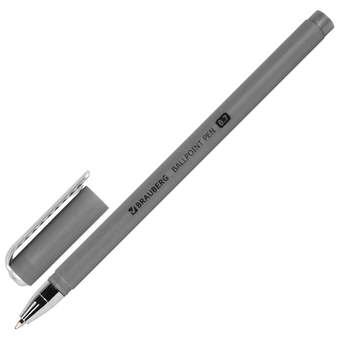 Ручка шариковая BRAUBERG SOFT TOUCH STICK "METALLIC", СИНЯЯ, мягкое покрытие, корпус ассорти, узел 0,7 мм, 143699 - МСК «Форвард»