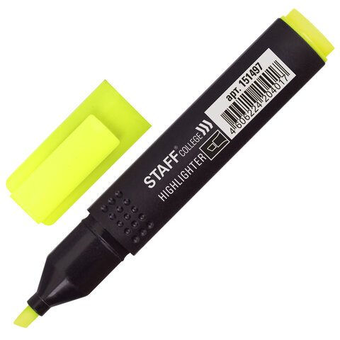 Текстовыделитель STAFF College STICK HL-497, ЖЕЛТЫЙ, линия 1-4 мм, 151497