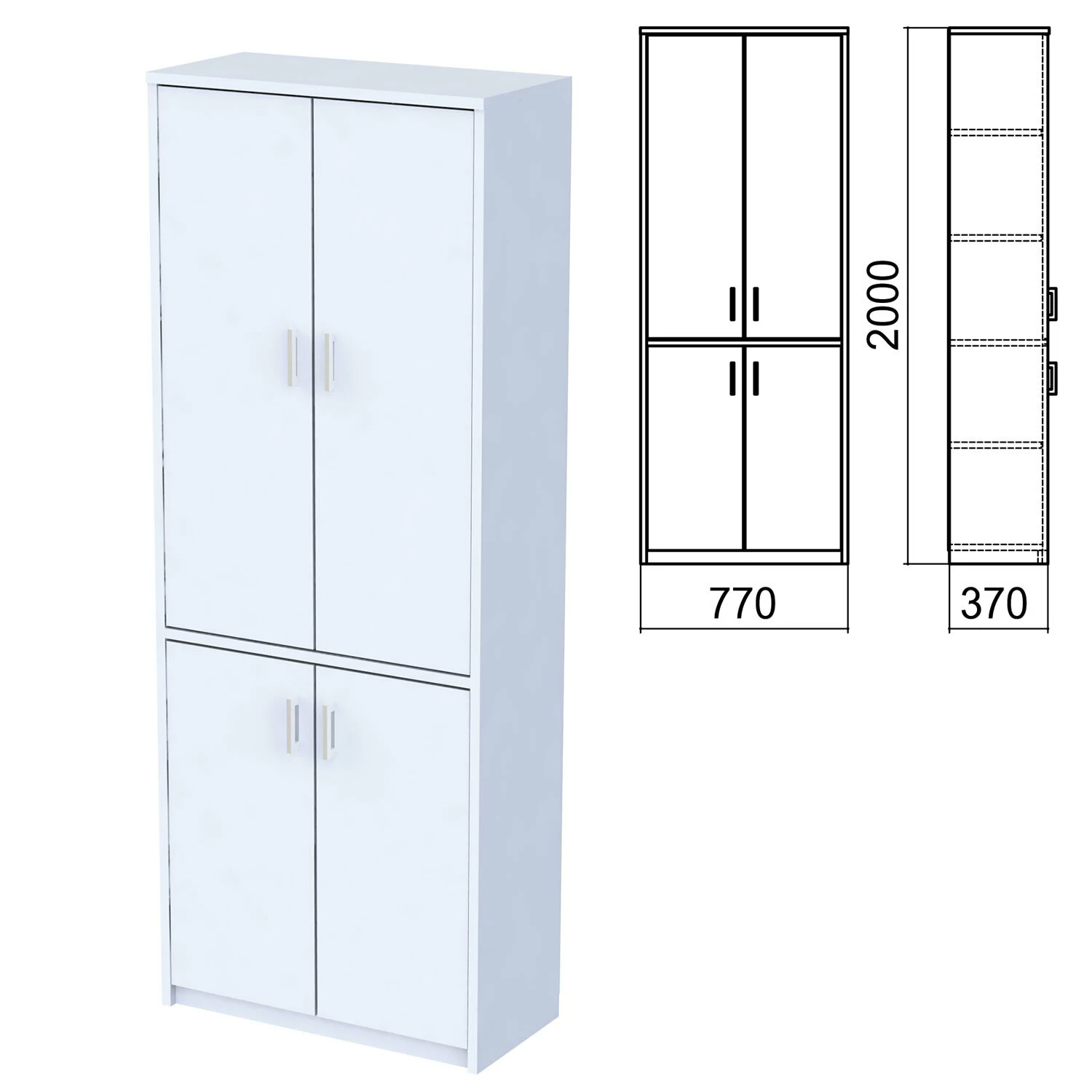 Шкаф закрытый "Арго", 770х370х2000 мм, серый (КОМПЛЕКТ) 981552