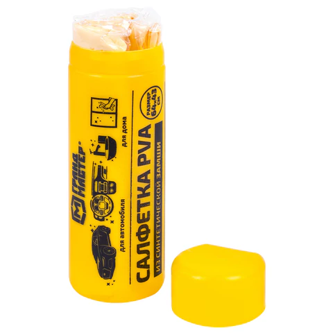 Салфетка синтетическая PVA-замша 64x43 см, в тубе, желтая, для авто, дома и офиса, ГРАНДМАСТЕР, 609974 - МСК «Форвард»