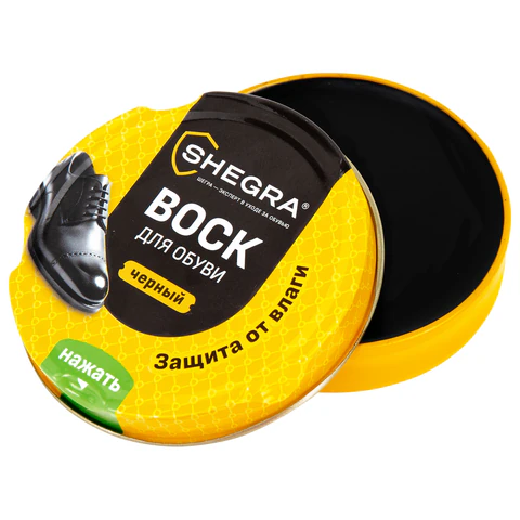 Воск для обуви из гладкой кожи ЧЕРНЫЙ, 50 мл, SHEGRA (ШЕГРА), 700777 - МСК «Форвард»