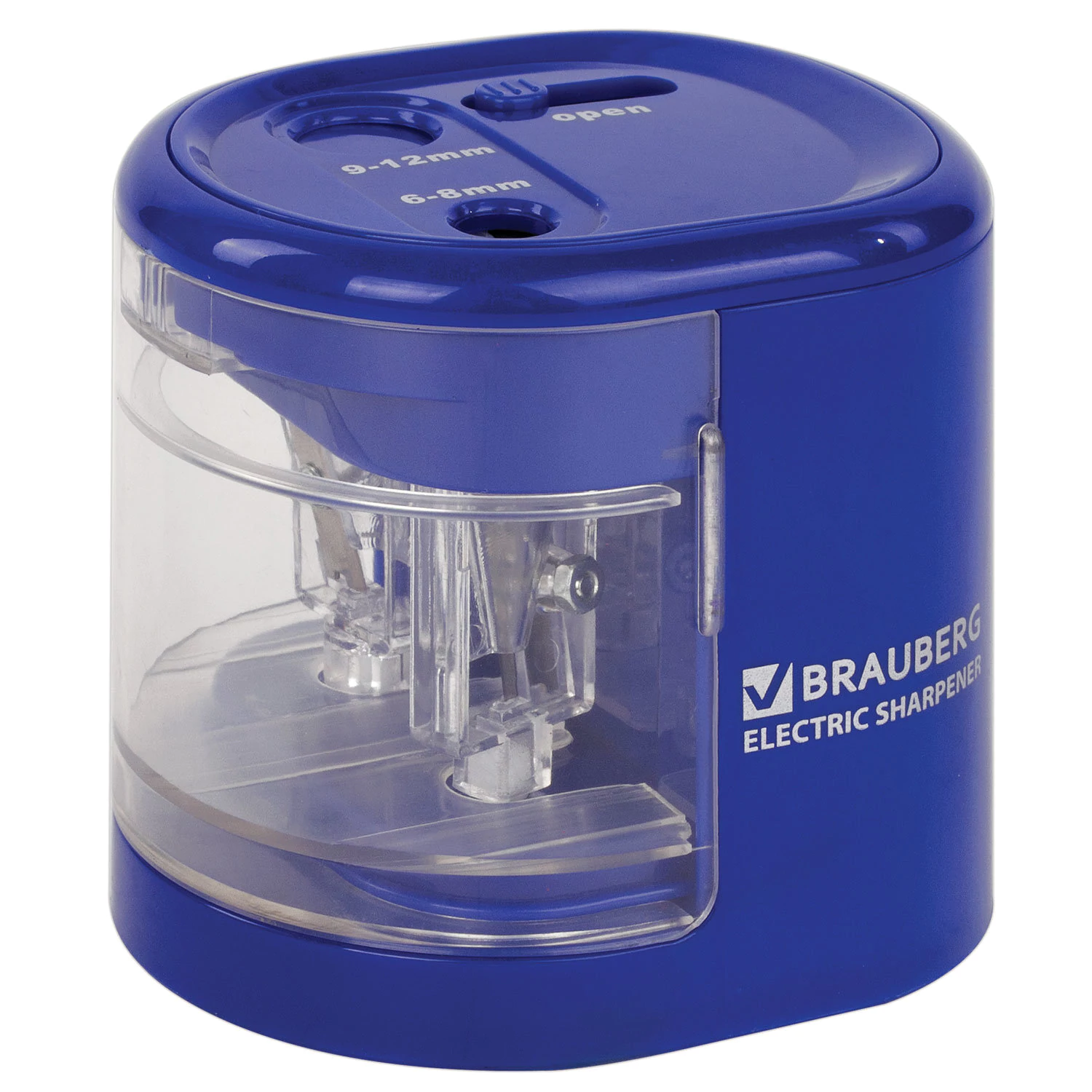 Точилка электрическая BRAUBERG "STANDARD", два отверстия 6-8/9-12мм, питание от 4 батареек АА,228423