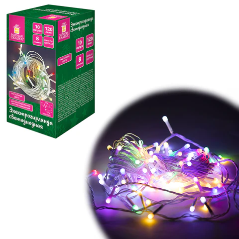 Электрогирлянда-нить комнатная "Pastel", 10 м, 120 LED, мультицветная, 220 V, контроллер, ЗОЛОТАЯ СКАЗКА, 592472 - МСК «Форвард»