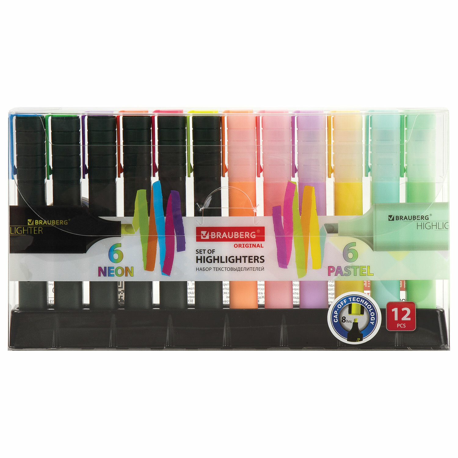 Набор текстовыделителей 12 ЦВЕТОВ на подставке, BRAUBERG "ORIGINAL", линия 1-5 мм, 151699