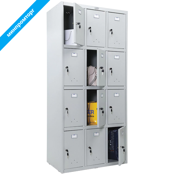 Шкаф металлический для сумок ПРАКТИК "LS-34" двенадцатисекционный, 1830х850х500 мм, 44 кг, разборный 290522 минпромторг под заказ 8 дней