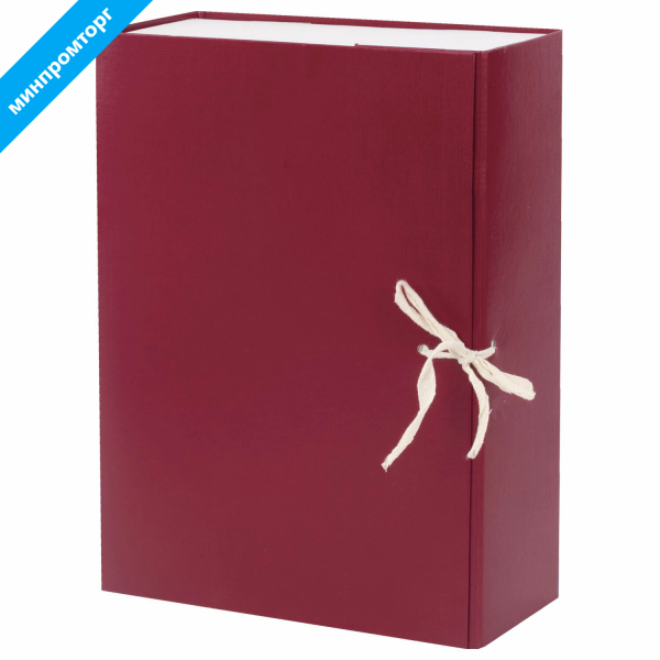 Короб архивный А4 (240х330мм), 100 мм, 2 завязки, бумвинил, до 900 листов, бордовый, BRAUBERG,122805
