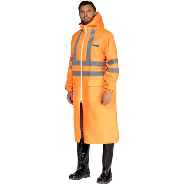 Плащ сигнальный влагозащитный Waterproof Line Extra-V-ПЛ плащёвая ткань с ПВХ покрытием на молнии оранжевый с СОП (размер 96-100 (48-50), рост 182-188) 446592 ЧЕСТНЫЙ ЗНАК! - МСК «Форвард»