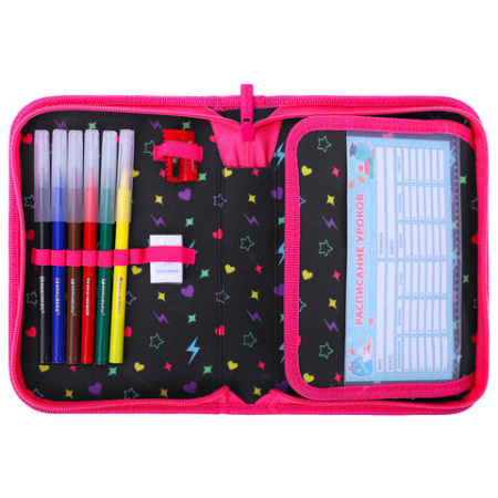 Пенал BRAUBERG с наполнением, 1 отделение, 1 откидная планка, 24 предмета, 21х14 см, "Headphones", 273531 - МСК «Форвард»