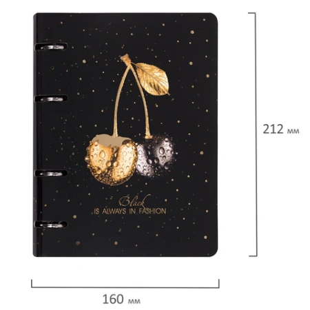 Тетрадь на кольцах А5 160х212 мм, 120 листов, картон, фольга, клетка, BRAUBERG, "Black&Gold", 404735 - МСК «Форвард»