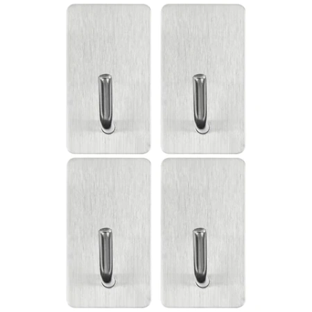 Крючки самоклеящиеся универсальные 2,5x4,5 см, КОМПЛЕКТ 4 шт., сталь, серебристые, LAIMA HOME, 608788 - МСК «Форвард»