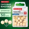 Силовые кнопки-гвоздики BRAUBERG WOOD, деревянные (шарики), 50 штук, 10 мм, 272761 - МСК «Форвард»