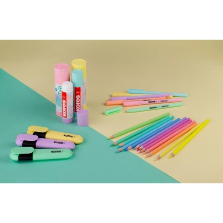 Клей-карандаш Kores Pastel 20 г ассорти:розовый, желтый, фиолетовый ,мятный 1140943 - МСК «Форвард»
