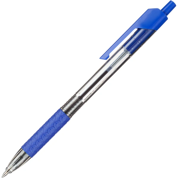 Ручка шариковая автоматическая Deli Arrow СИНЯЯ грип 0,5мм корпус прозрачный EQ01930 1684057 - МСК «Форвард»