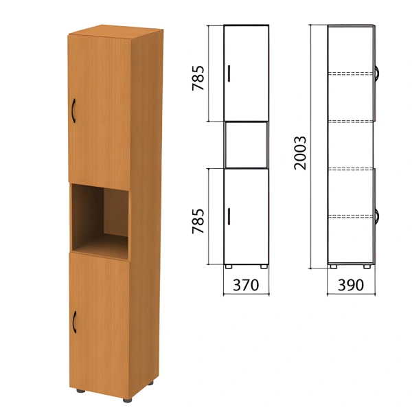 Шкаф полузакрытый "Фея", 370х390х2000мм, цвет орех милан (КОМПЛЕКТ) 980039