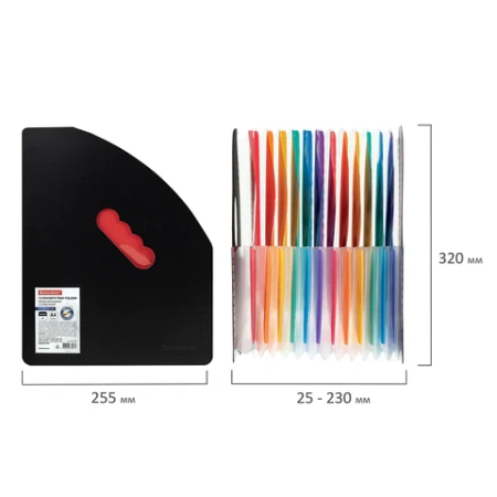 Лоток-органайзер вертикальный для бумаг и документов, 13 отделений, BRAUBERG DOCS, А4 черный, 271153 - МСК «Форвард»