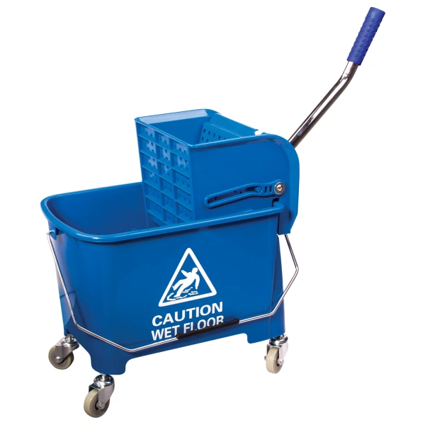 Тележка уборочная BRABIX ведро 20л, механический отжим, универсальная для ОФИСА /ДОМА, синяя, 601497