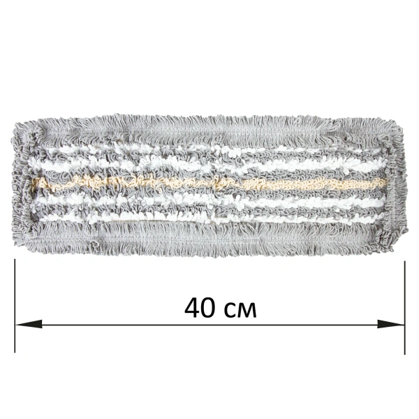 Насадка МОП плоская для швабры/держателя 40см, ТИП У/К, хлопок/мкфбр, СЕРАЯ, LAIMA EXPERT, 606629