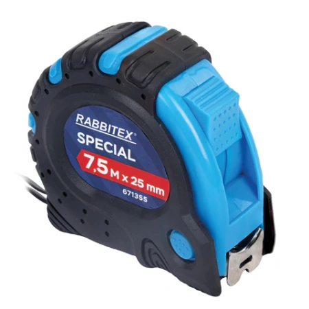Рулетка измерительная 7,5 м х 25 мм, обрезиненный корпус, 3 фиксатора, RABBITEX (РАББИТЕКС) Special, 671355 - МСК «Форвард»