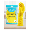 Перчатки резиновые хозяйственные Vega, многоразовые, хлопчатобумажное напыление, р. L, желтые, пакет с европодвесом 299047 - МСК «Форвард»