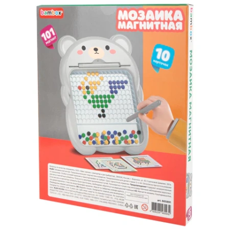 Мозаика магнитная развивающая для детей "Медвежонок", стилус, 101 магнит, 10 карточек, BAMBOX (БАМБОКС), 665891 - МСК «Форвард»