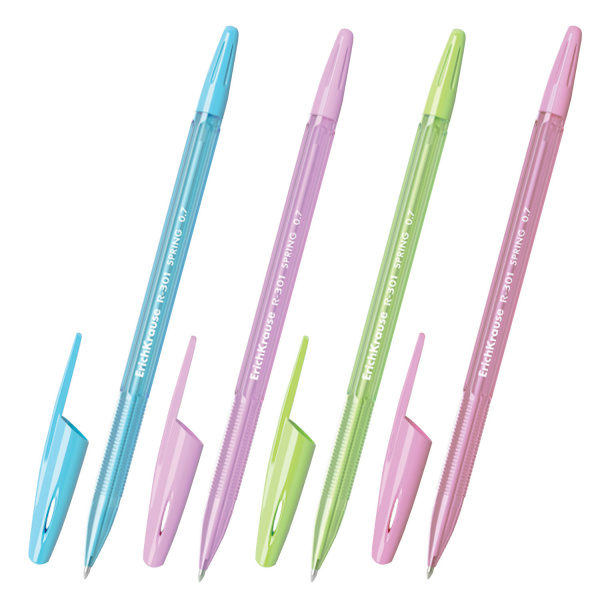 Ручка шариковая ERICH KRAUSE R-301 Spring, СИНЯЯ, корпус тонир. ассорти, 0,7мм, линия 0,35мм, 31059 141786