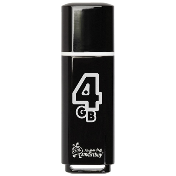 Флеш-диск 4GB SMARTBUY Glossy USB 2.0, черный, SB4GBGS-K 512764
