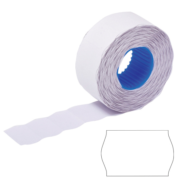 Этикет-лента 26*16мм волна, белая, КОМПЛЕКТ 5 рулонов по 800 шт., BRAUBERG, 123580