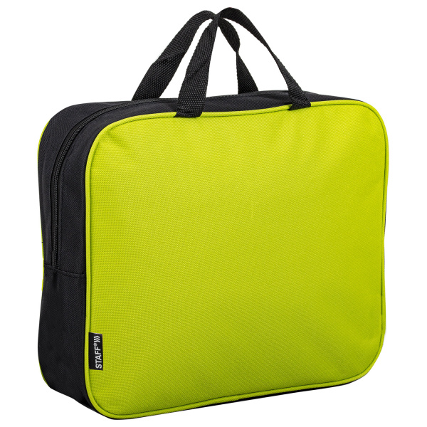 Папка на молнии с ручками STAFF EVERYDAY, А4, ширина 80мм, полиэстер, зеленая, 270742