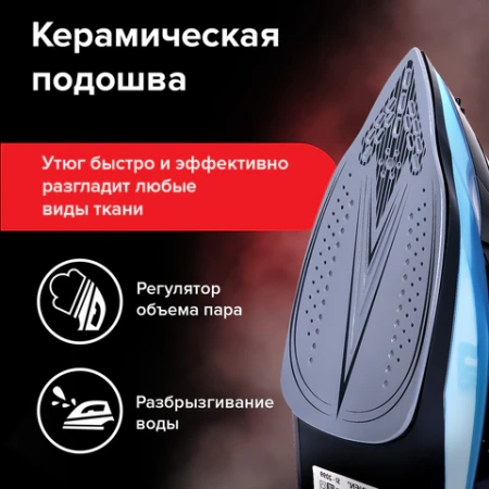 Утюг паровой SONNEN SI-2099, 2400 Вт, керамическое покрытие, антикапля, антинакипь, синий, 456996 - МСК «Форвард»