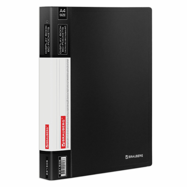 Папка  60 вкладышей BRAUBERG стандарт, черная, 0,8мм, 221606