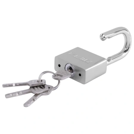 Замок навесной стальной 50 мм "Никель", антикоррозионное покрытие, 4 ключа, RABBITEX (РАББИТЕКС), 671309 - МСК «Форвард»