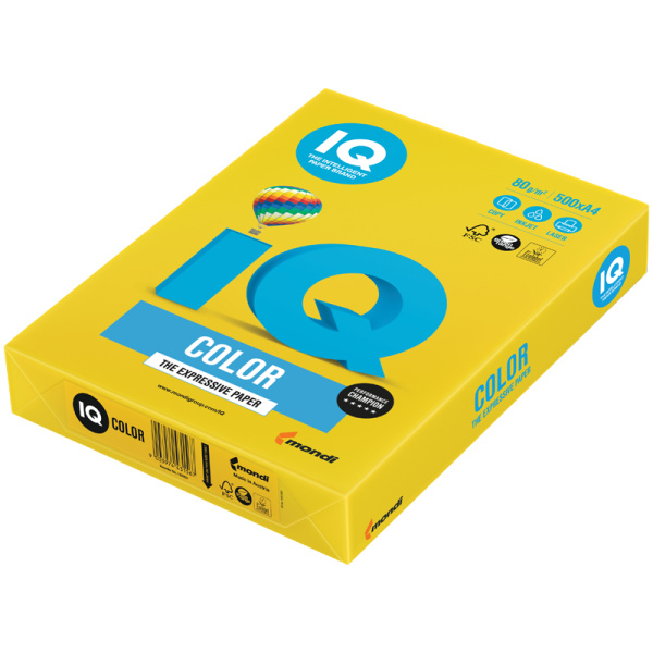Бумага IQ "Color intensive" А4, 80г/м2, 500л. (канареечно-желтый) CY39 083951 - МСК «Форвард»