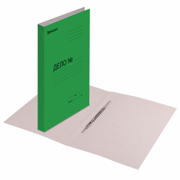 Скоросшиватель картонный мелованный BRAUBERG, гарантированная плотность 360 г/м2, ЗЕЛЕНЫЙ, до 200л. 121519