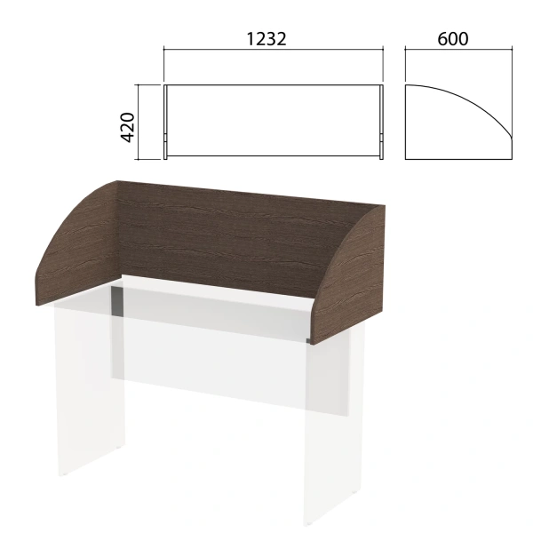 Экран-перегородка "Канц" 1232х600х420 мм, цвет венге/венге (КОМПЛЕКТ) 980531