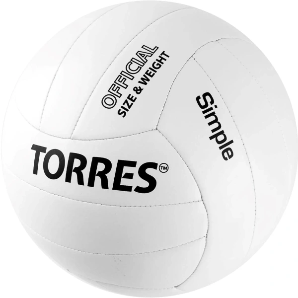 Мяч волейбольный Torres Simple V32105 №5 белый/чёрный  синтетическая кожа. машинная сшивка V32105 2009729 под заказ 8 дней