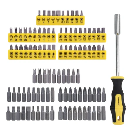 Набор отверток и бит, 65 предметов, двухкомпонентные рукоятки, пластиковый кейс, ГРАНДМАСТЕР, 671334 - МСК «Форвард»