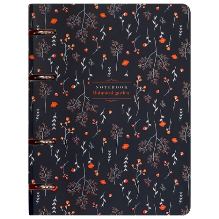 Тетрадь на кольцах А5 160х212 мм, 120 листов, картон, выборочный лак, клетка, BRAUBERG, "Flowers", 404729 - МСК «Форвард»