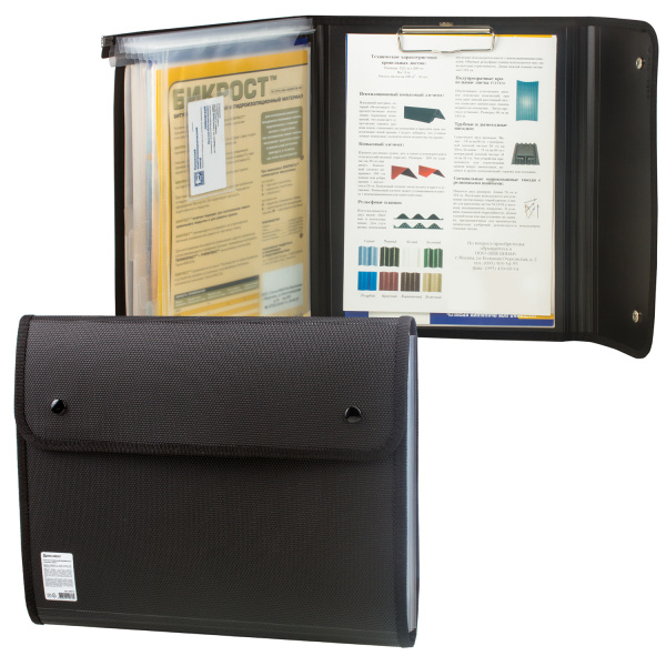 Папка для конференций BRAUBERG А4, 6 отделений, черная, РОССИЯ, 226015