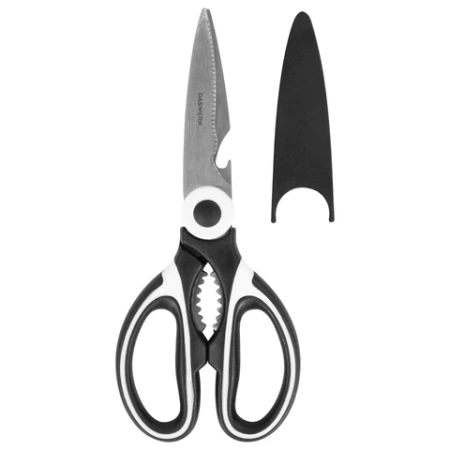 Ножницы кухонные DASWERK (ДАСВЕРК), 210 мм, с орехоколом, открывашкой, футляром для лезвий, 608904 - МСК «Форвард»