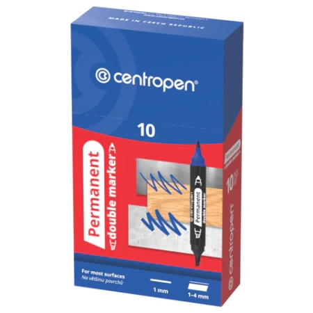 Маркер перманентный двусторонний CENTROPEN 1666, ЧЕРНЫЙ, круглый/скошенный, 1/1-4 мм, 616660112 152029 - МСК «Форвард»