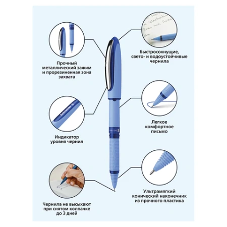 Ручка-роллер SCHNEIDER (Германия) "One Hybrid N", СИНЯЯ, корпус голубой, узел 0,7 мм, линия 0,5 мм, 183503 144512 - МСК «Форвард»