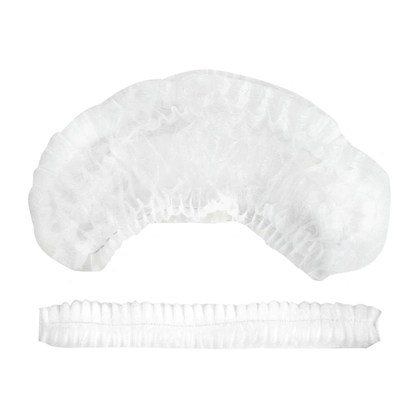 Шапочка-берет Шарлотта "Плиссе" белая КОМПЛЕКТ 125 шт. спанбонд 8 г/м2, ГЕКСА 630960