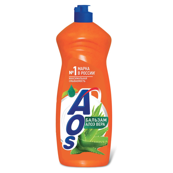 Средство для мытья посуды 900мл AOS "Бальзам Алоэ Вера",  1113-3 605060