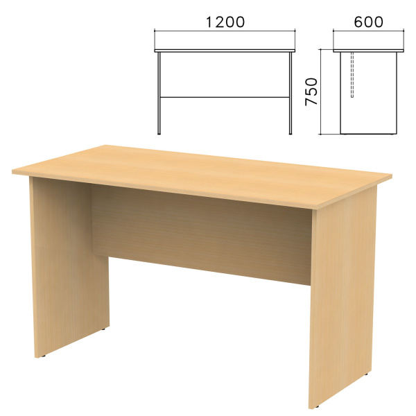 Стол письменный "Канц" (ш1200*г600*в750 мм), цвет бук, СК22.10 640025