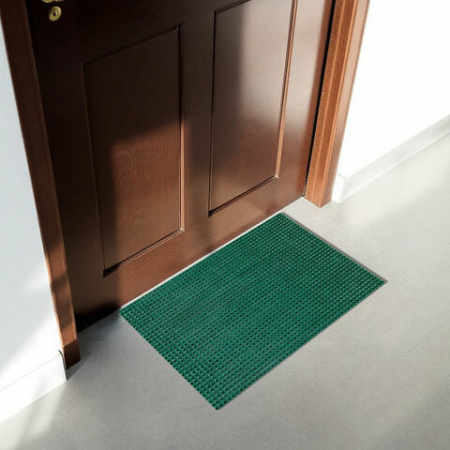 Коврик придверный 45х60 см, ЗЕЛЕНЫЙ пластиковый грязезащитный, толщина 10 мм, "ТРАВКА", PRIMILA, 701065 - МСК «Форвард»
