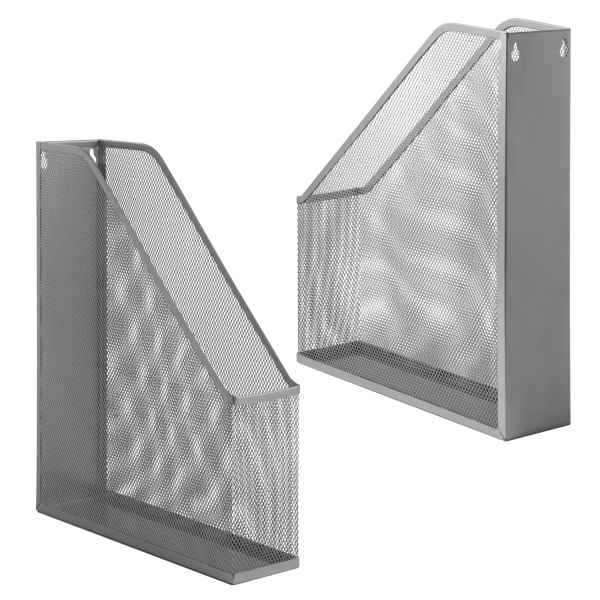 Лоток вертикальный для бумаг BRAUBERG "Germanium" (250х72х315 мм), металлический , серебряный,231949