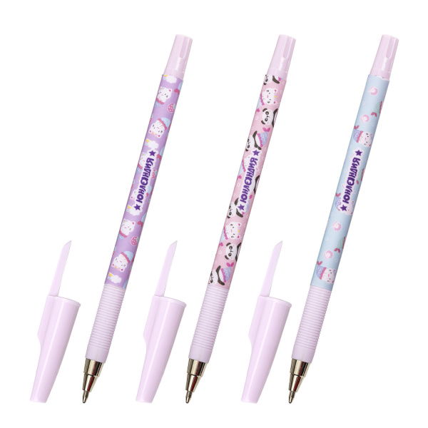 Ручка шариковая ЮНЛАНДИЯ "PURRMAID", синяя, SOFT-TOUCH покрытие, узел 0,7 мм, линия 0,35мм, 143731